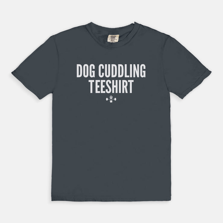 dog cuddling tee shirt