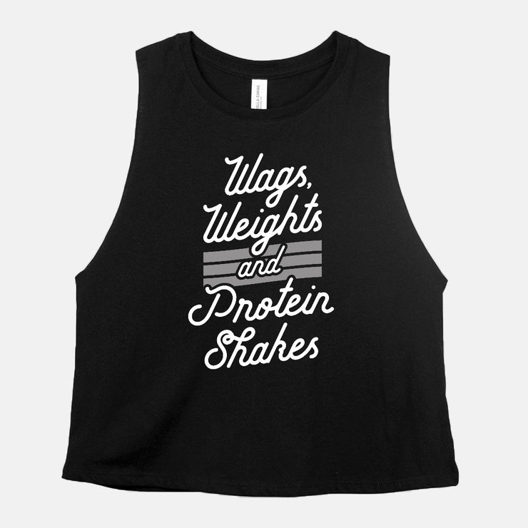 wags weights & protein shakes crop tank